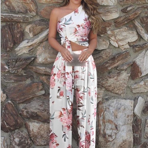Floral Print Top & High Waist Pant Sets - Picture 3 of 3